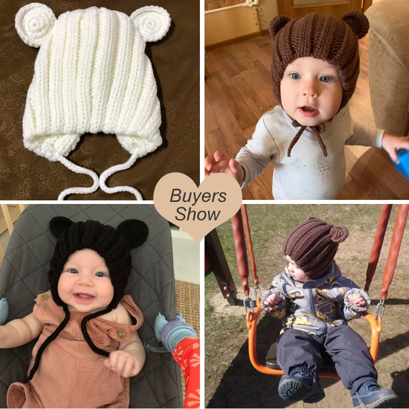 Cute Bear Ears Wool Knit Beanie (1–3 Years)