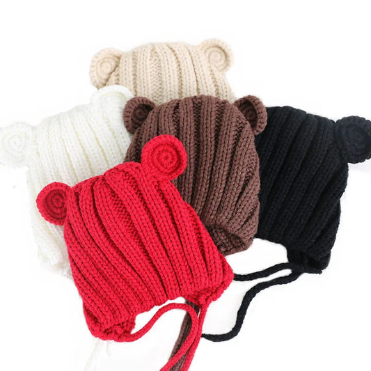 Cute Bear Ears Wool Knit Beanie (1–3 Years)