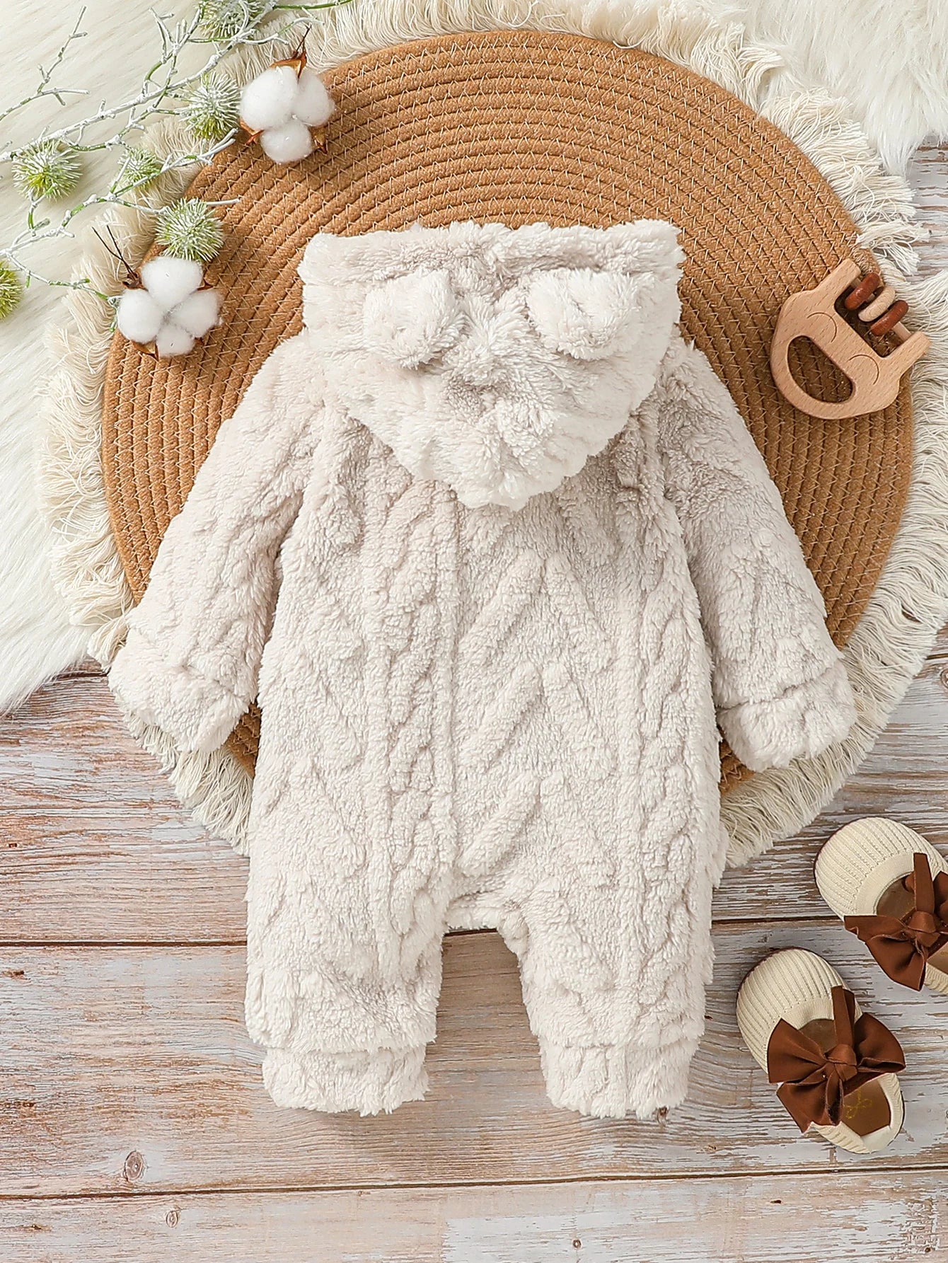 Winter Hooded Zipper Romper