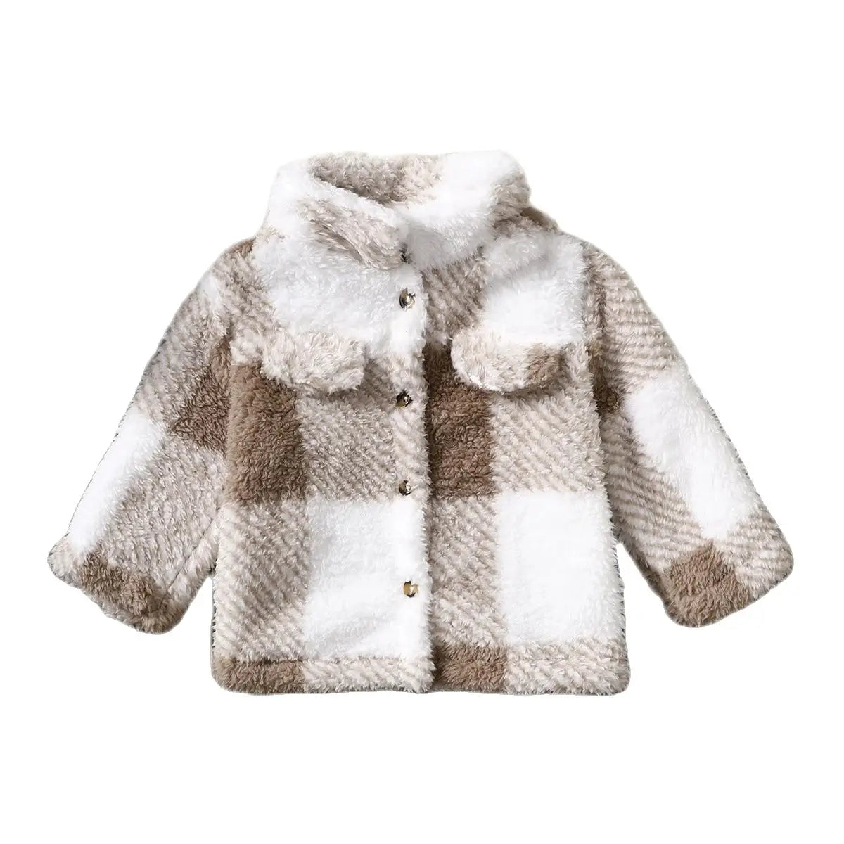 Plaid Plush Winter Jacket for Toddlers (0–3 Years)