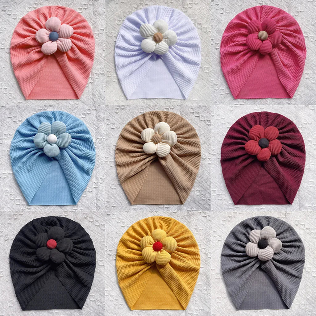 Stretchy Soft Baby Turban Hats with flower bow